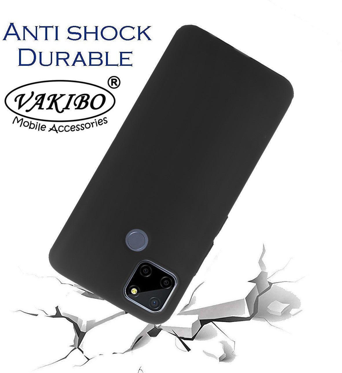 VAKIBO Matte Frosted Black Coloured Soft TPU Back Cover Case Suitable for Realme C25