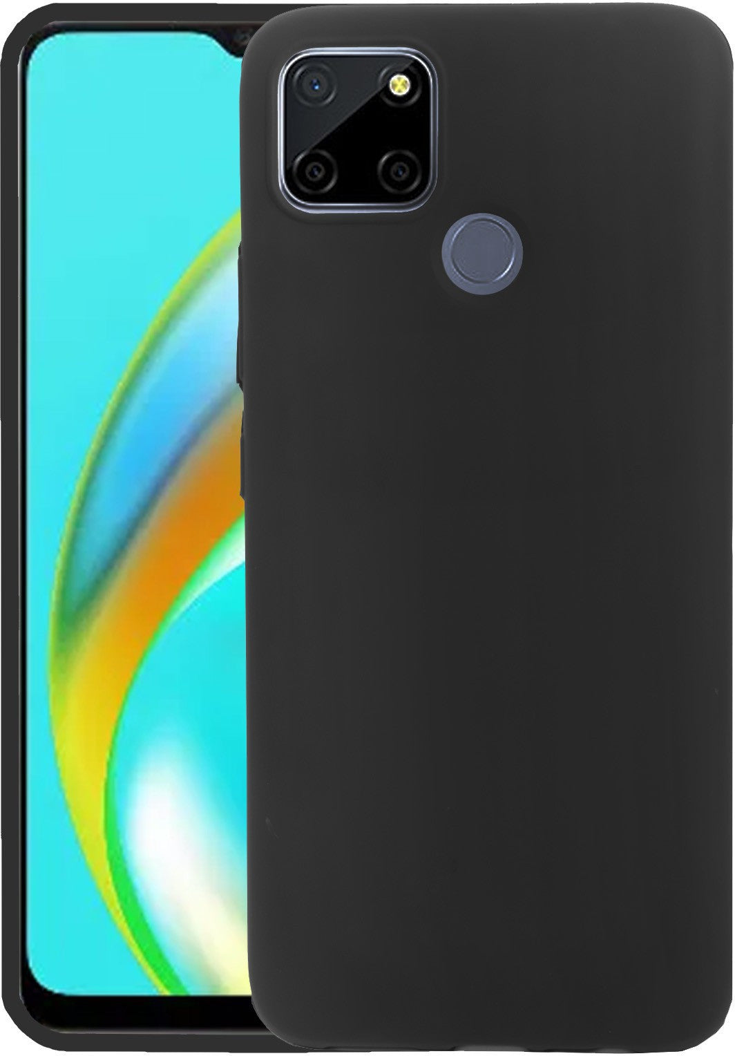 VAKIBO Matte Frosted Black Coloured Soft TPU Back Cover Case Suitable for Realme C25