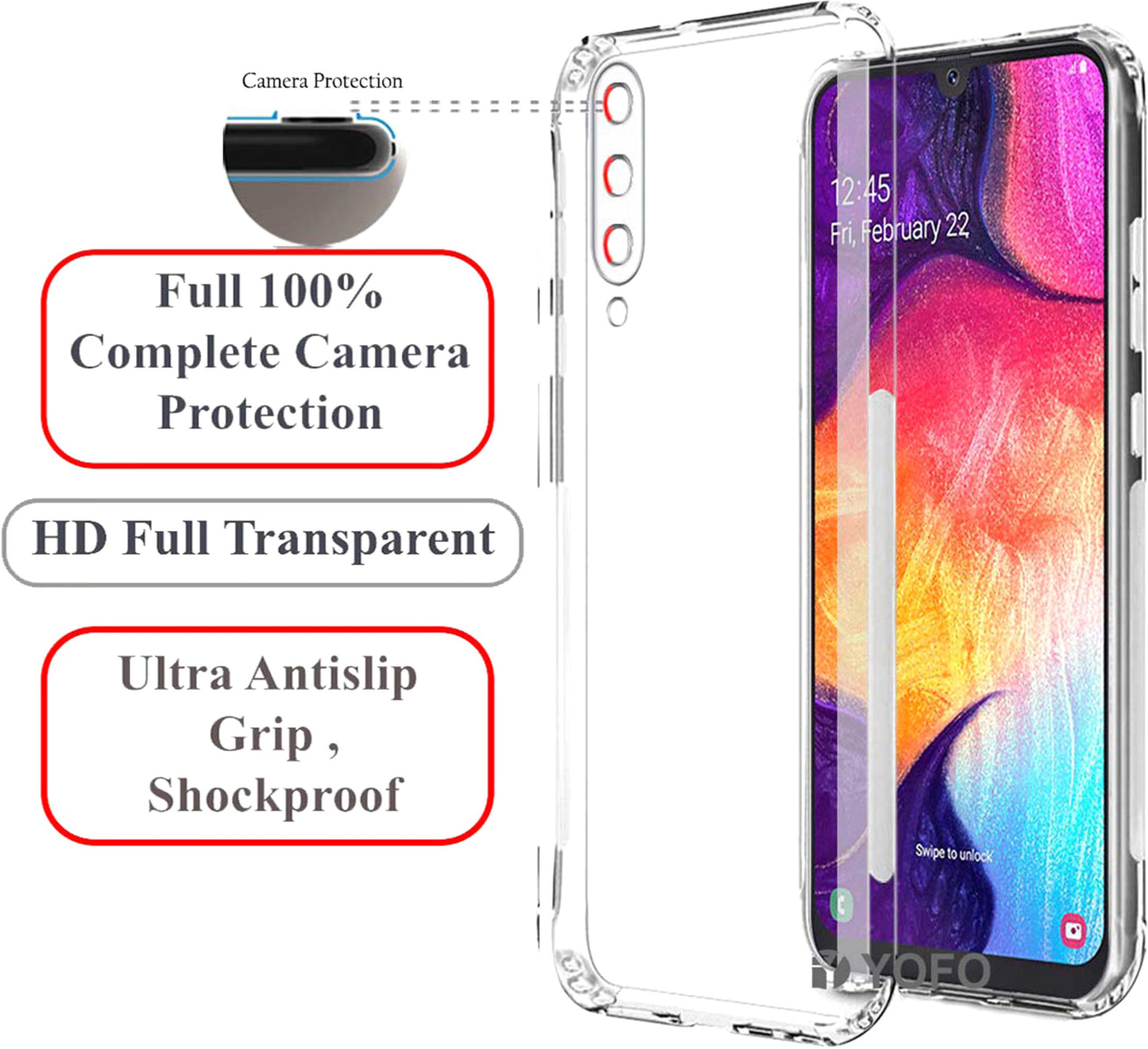 VAKIBO Super Premium Soft TPU Transparent Case With Dustplug,Side Grip,Corner Protection,lanyard Cuts,Camera Protection Suitable for Samsung A30s
