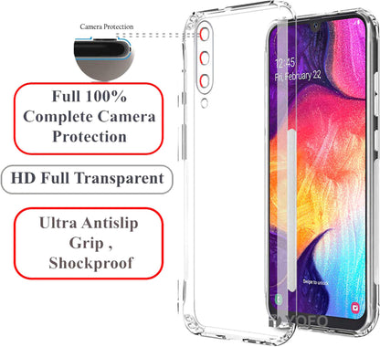 VAKIBO Super Premium Soft TPU Transparent Case With Dustplug,Side Grip,Corner Protection,lanyard Cuts,Camera Protection Suitable for Samsung A30s