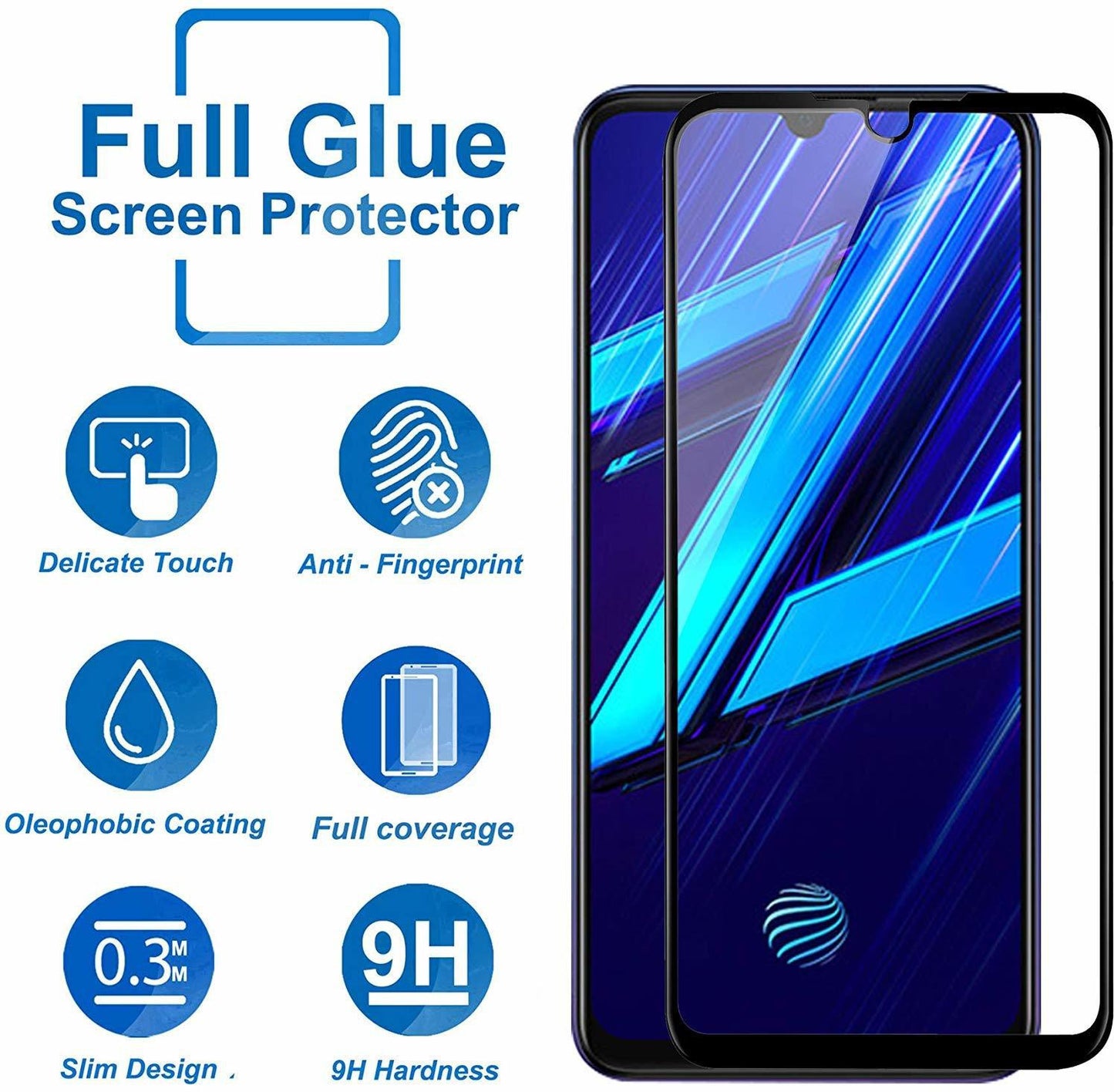 Super Premium Quality Tempered Glass Screen Guard Protector With Black Border Suitable For Vivo Z1x