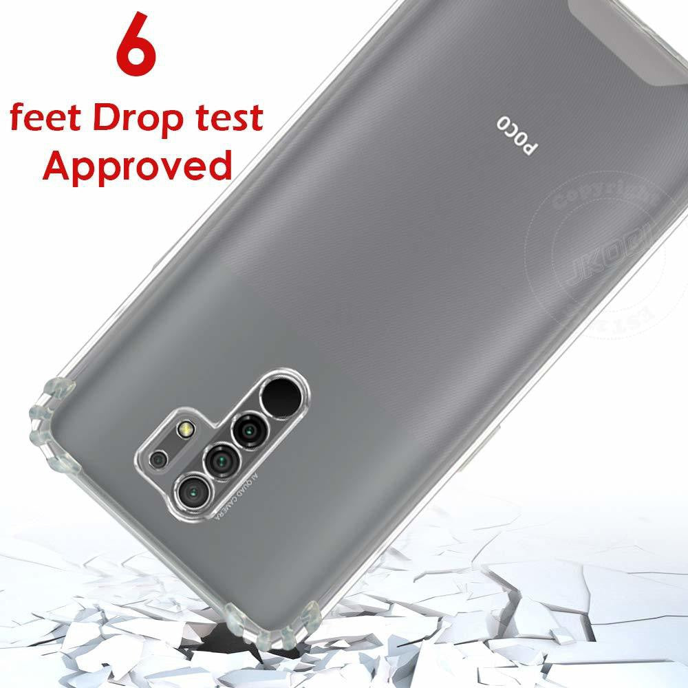 VAKIBO Super Premium Soft TPU Transparent Case With Dustplug,Side Grip,Corner Protection,lanyard Cuts,Camera Protection Suitable for Mi Poco M2