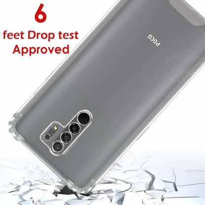 VAKIBO Super Premium Soft TPU Transparent Case With Dustplug,Side Grip,Corner Protection,lanyard Cuts,Camera Protection Suitable for Mi Poco M2