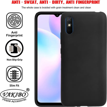 VAKIBO Matte Frosted Black Coloured Soft TPU Back Cover Case Suitable for Mi Redmi 9i