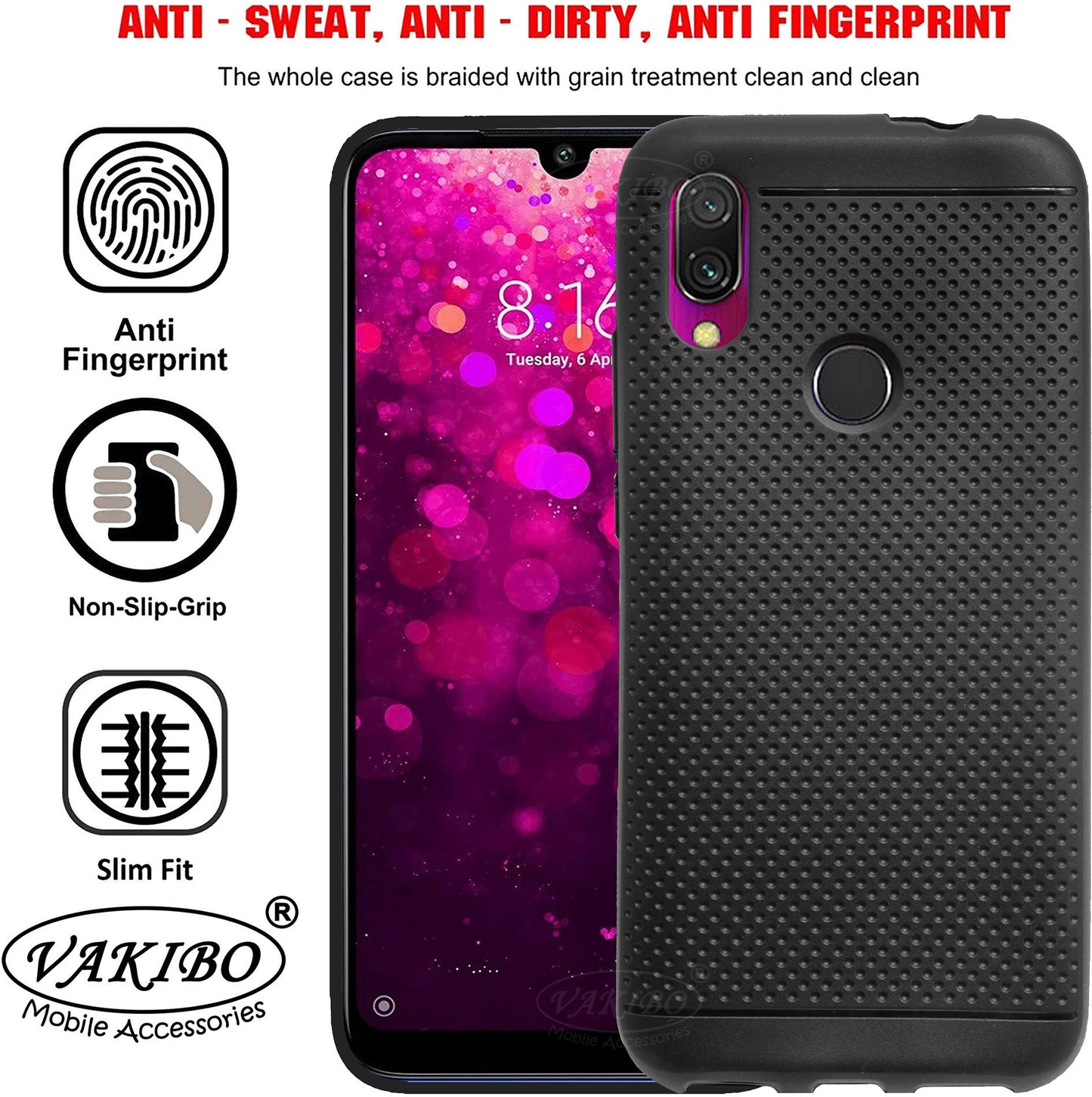 VAKIBO Dotted Design Black Coloured Soft TPU Back Cover Case Suitable for Mi Redmi Y3