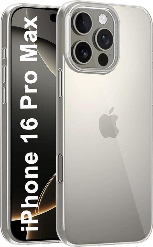 VAKIBO Premium Clear 2MM Thick Transparent Soft TPU Rubber Back Cover Case With Camera Protection Suitable for iPhone 16 Pro Max