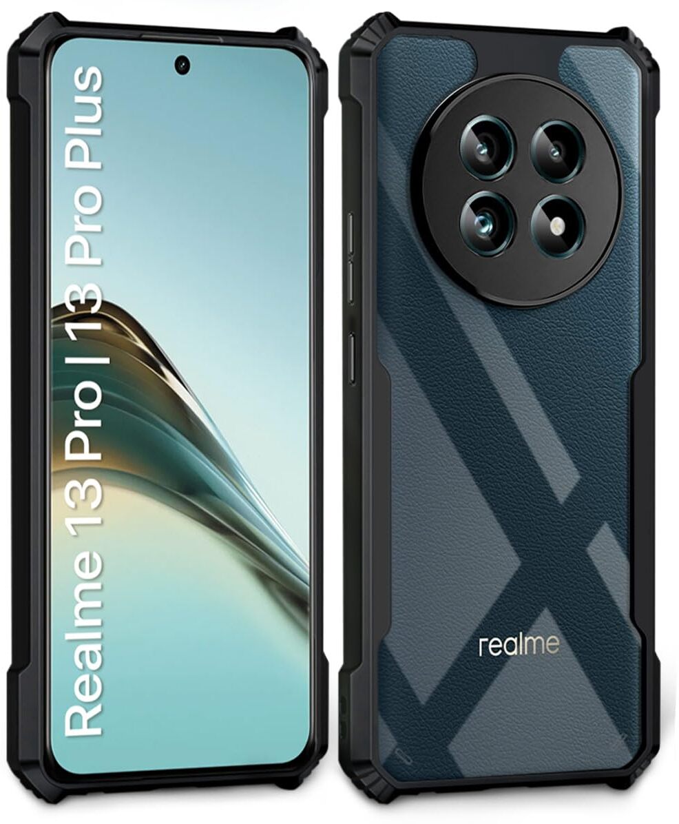 VAKIBO Super Premium Black Border Transparent Case With Corner Protection & Camera Protection Suitable for Realme 13 Pro 5G