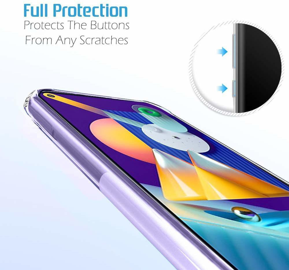 VAKIBO Super Premium Soft TPU Transparent Case With Dustplug,Side Grip,Corner Protection,lanyard Cuts,Camera Protection Suitable for Samsung M11