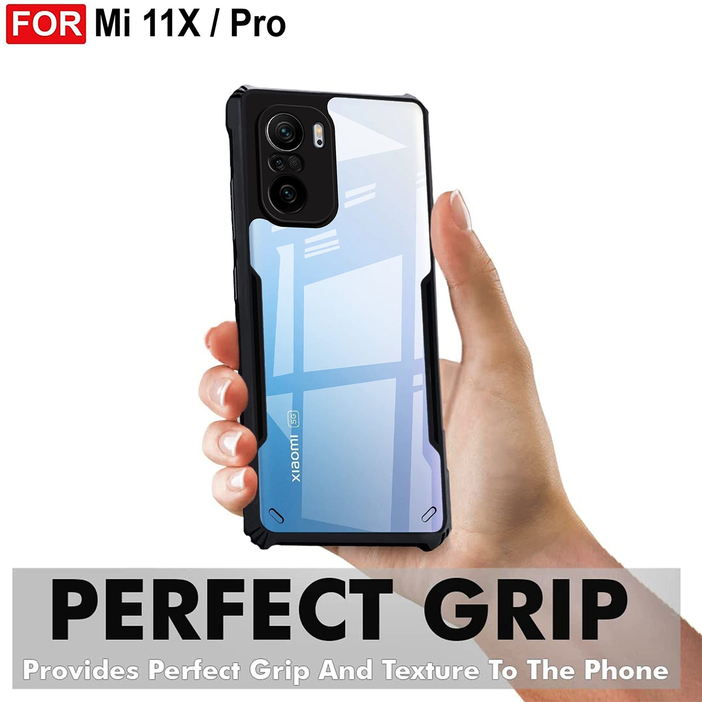 VAKIBO Super Premium Black Border Transparent Case With Corner Protection & Camera Protection Suitable for Mi 11X Pro