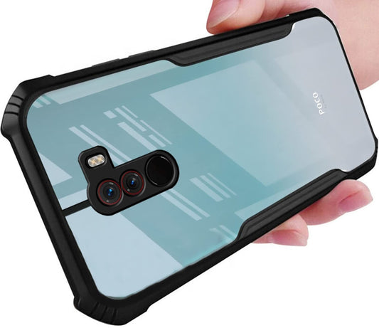 VAKIBO Best Selling Black and Transparent Back Cover Case Made With Soft TPU and Acrylic With 4 Corner and Camera Protection Suitable for Mi Poco F1