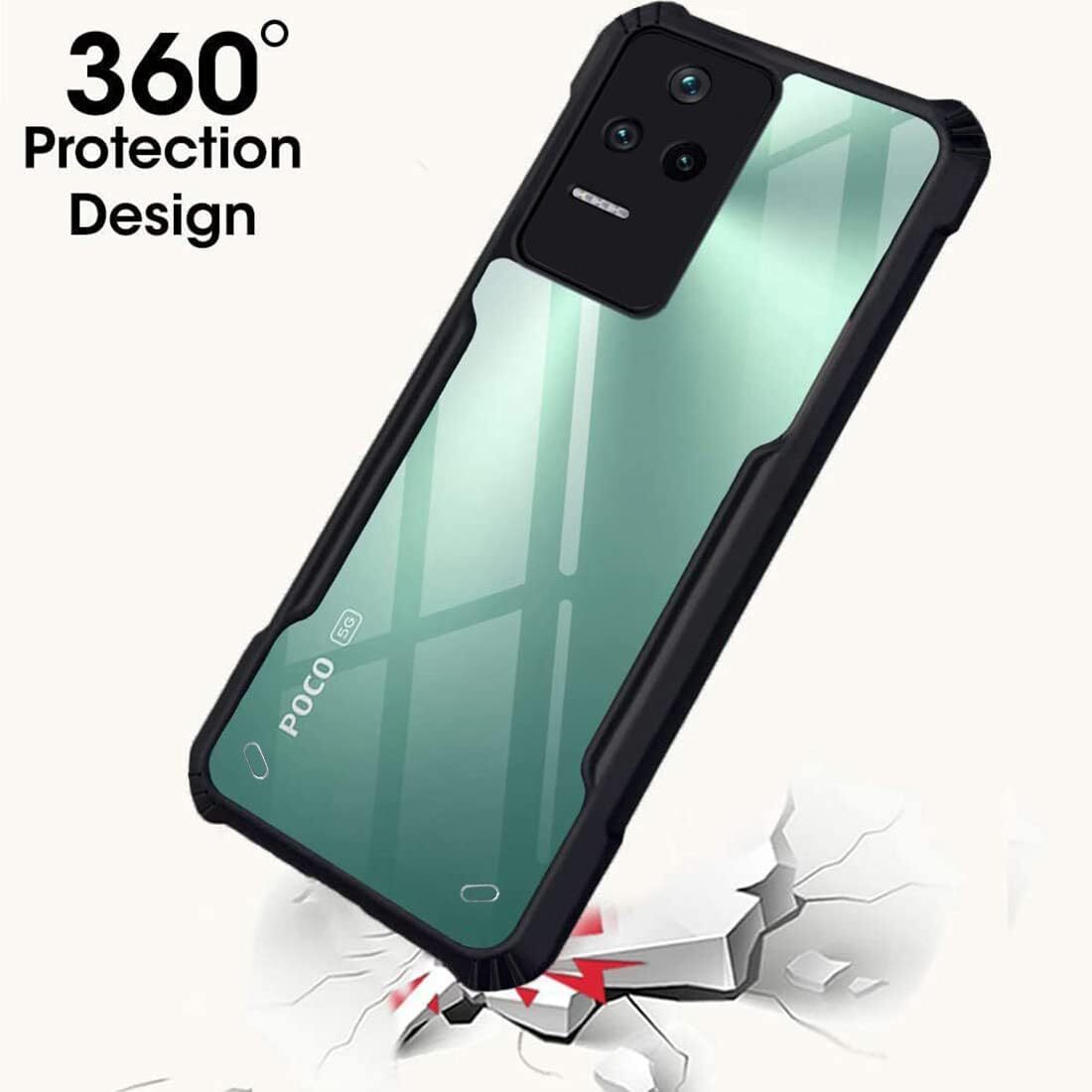 VAKIBO Best Selling Black and Transparent Back Cover Case Made With Soft TPU and Acrylic With 4 Corner and Camera Protection Suitable for Mi Poco F4