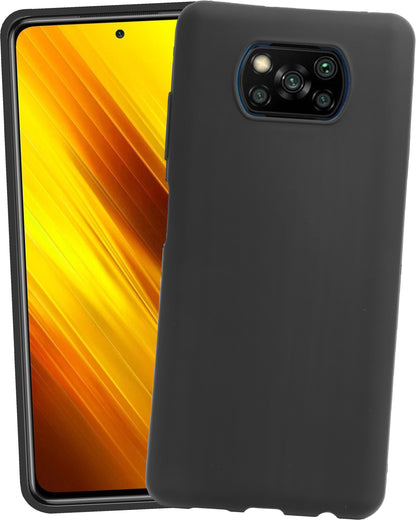 VAKIBO Matte Frosted Black Coloured Soft TPU Back Cover Case Suitable for Mi Poco X3