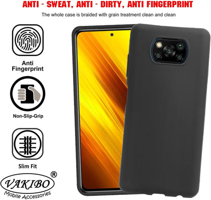 VAKIBO Matte Frosted Black Coloured Soft TPU Back Cover Case Suitable for Mi Poco X3