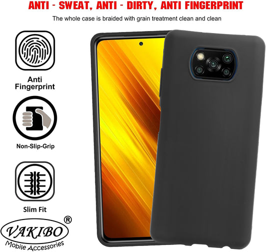 VAKIBO Matte Frosted Black Coloured Soft TPU Back Cover Case Suitable for Mi Poco X3 Pro