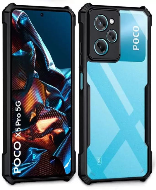 VAKIBO Super Premium Black Border Transparent Case With Corner Protection & Camera Protection Suitable for Mi Poco X5 Pro
