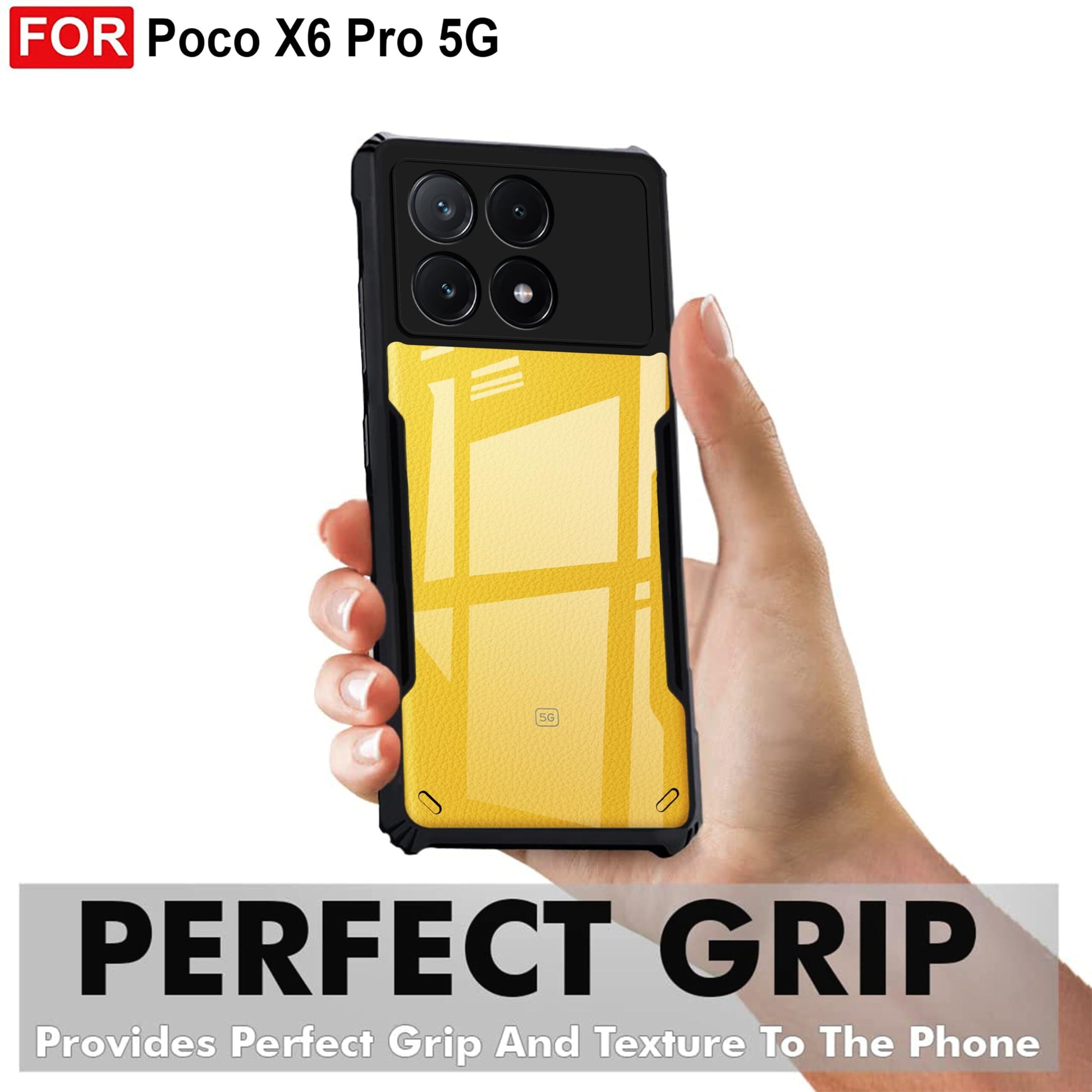 VAKIBO Super Premium Black Border Transparent Case With Corner Protection & Camera Protection Suitable for Mi Poco X6 Pro