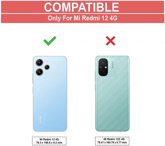 VAKIBO Super Premium Black Border Transparent Case With Corner Protection & Camera Protection Suitable for Mi Redmi 12 4G