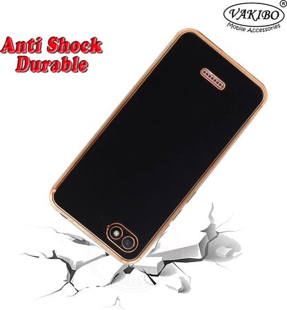 VAKIBO Golden Chrome Border Black Coloured Soft TPU Back Cover Case With Camera Protection Suitable for Mi Redmi 6A