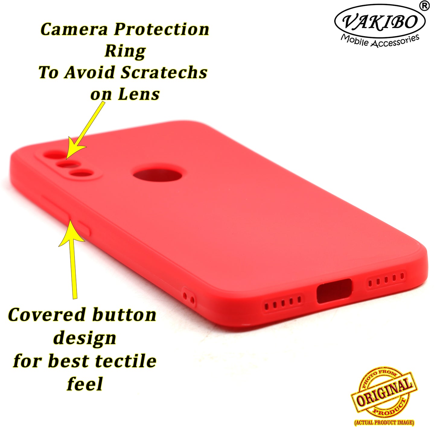 VAKIBO Matte 1.5 MM Thick With Camera Protection Red Coloured Soft TPU Rubber Back Cover Case Suitable for Mi Redmi 7