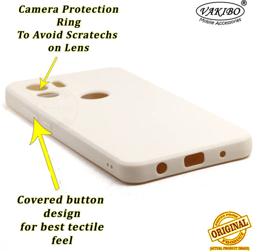 VAKIBO Matte 1.5 MM Thick With Camera Protection Cream White Coloured Soft TPU Rubber Back Cover Case Suitable for Mi Poco C50