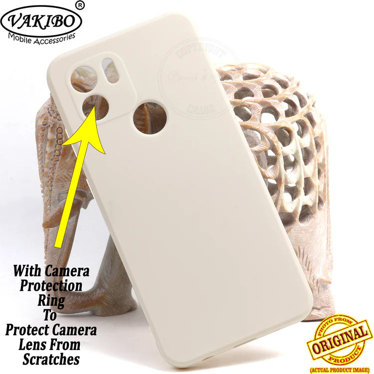 VAKIBO Matte 1.5 MM Thick With Camera Protection Cream White Coloured Soft TPU Rubber Back Cover Case Suitable for Mi Poco C50