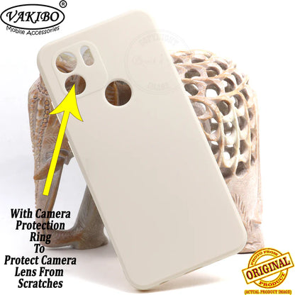 VAKIBO Matte 1.5 MM Thick With Camera Protection Cream White Coloured Soft TPU Rubber Back Cover Case Suitable for Mi Poco C50