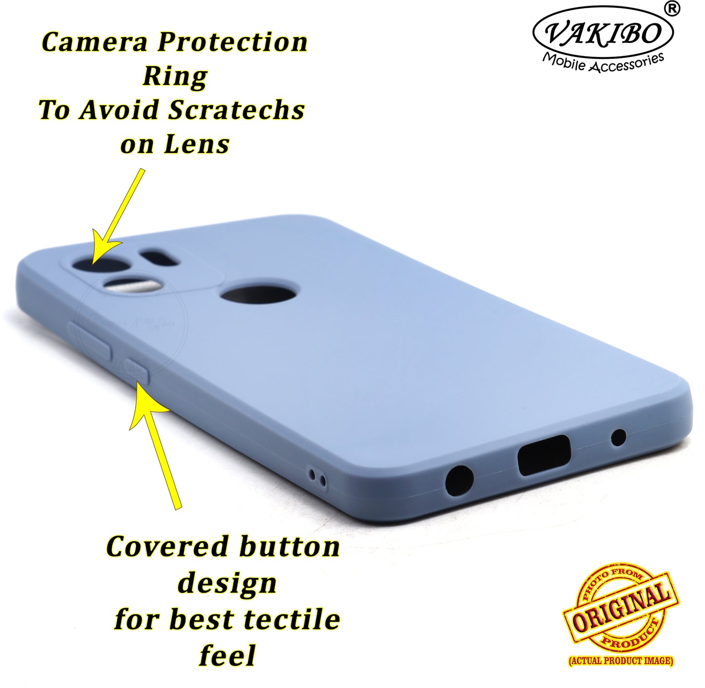 VAKIBO Matte 1.5 MM Thick With Camera Protection Steel Blue Coloured Soft TPU Rubber Back Cover Case Suitable for Mi Redmi A1 Plus