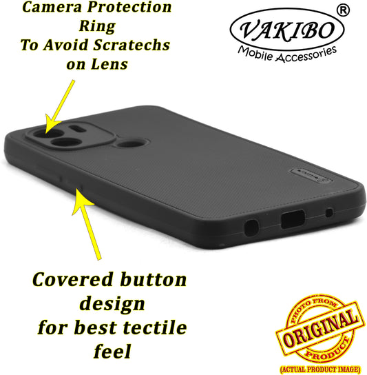 VAKIBO Niukin Dotted Design Black Coloured Soft TPU Rubber Back Cover Case With Camera Protection Ring Suitable for Mi Redmi A1 Plus