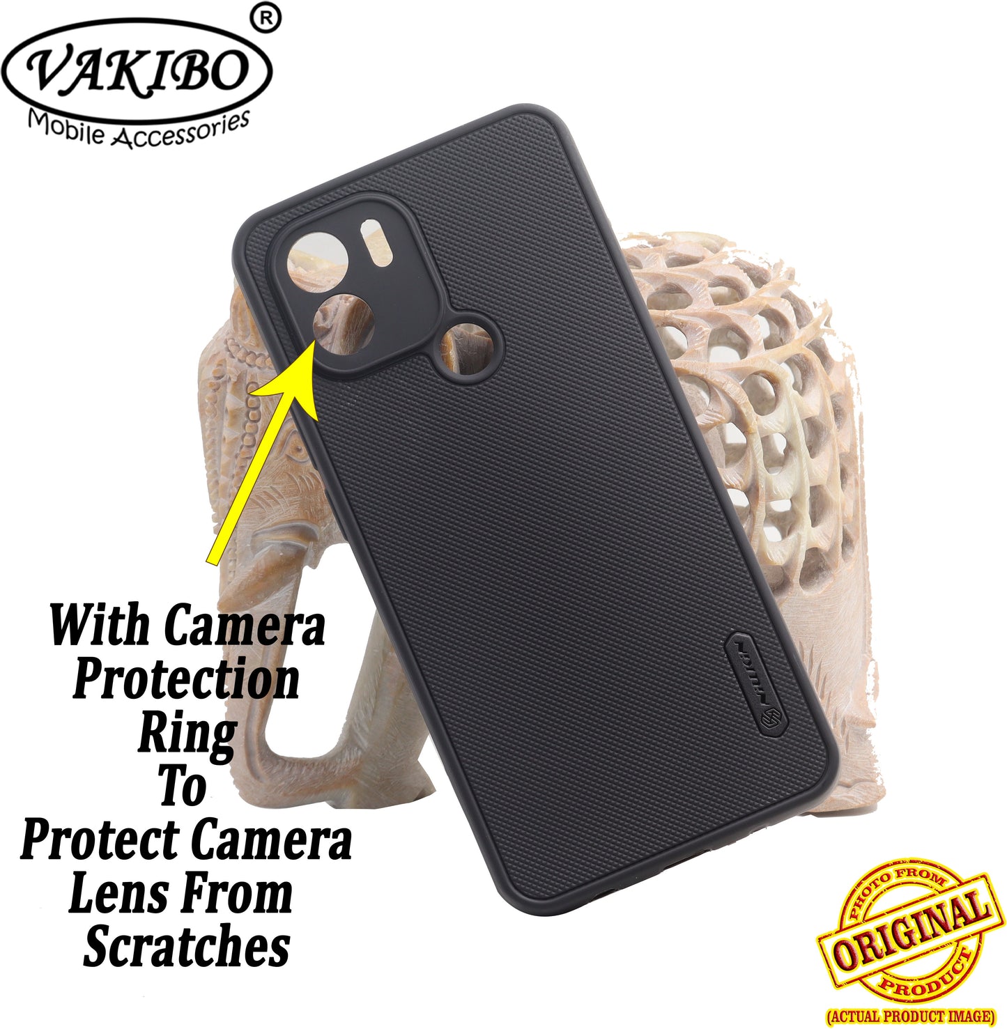 VAKIBO Niukin Dotted Design Black Coloured Soft TPU Rubber Back Cover Case With Camera Protection Ring Suitable for Mi Redmi A1 Plus
