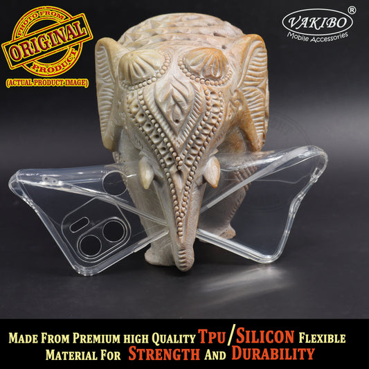 VAKIBO Super Premium Soft TPU Transparent Case With Dustplug,Side Grip,Corner Protection,lanyard Cuts,Camera Protection Suitable for Mi Poco C50