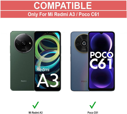 VAKIBO Best Selling Black and Transparent Back Cover Case Made With Soft TPU and Acrylic With 4 Corner and Camera Protection Suitable for Mi Redmi A3