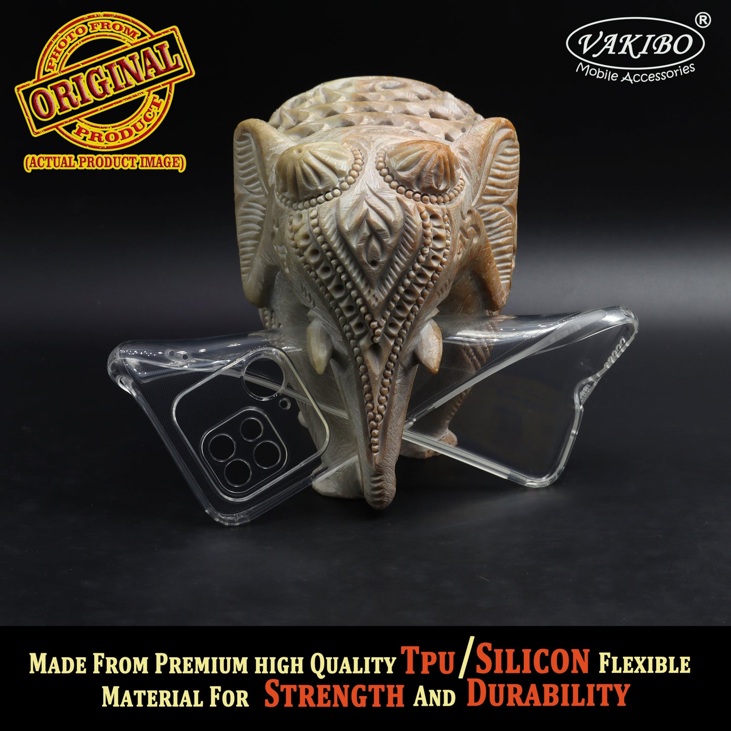 VAKIBO Super Premium Soft TPU Transparent Case With Dustplug,Side Grip,Corner Protection,lanyard Cuts,Camera Protection Suitable for Mi Poco C40