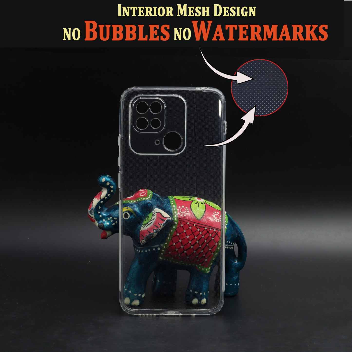VAKIBO Super Premium Soft TPU Transparent Case With Dustplug,Side Grip,Corner Protection,lanyard Cuts,Camera Protection Suitable for Mi Redmi 10C