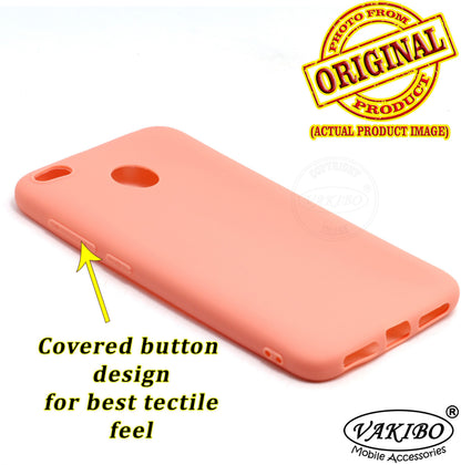 VAKIBO 1.2 MM Thick Peach Coloured Soft TPU Rubber Back Cover Case With Camera Protection Ring Suitable for MI Redmi 4