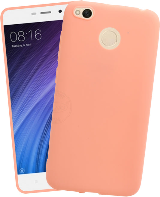 VAKIBO 1.2 MM Thick Peach Coloured Soft TPU Rubber Back Cover Case With Camera Protection Ring Suitable for MI Redmi 4