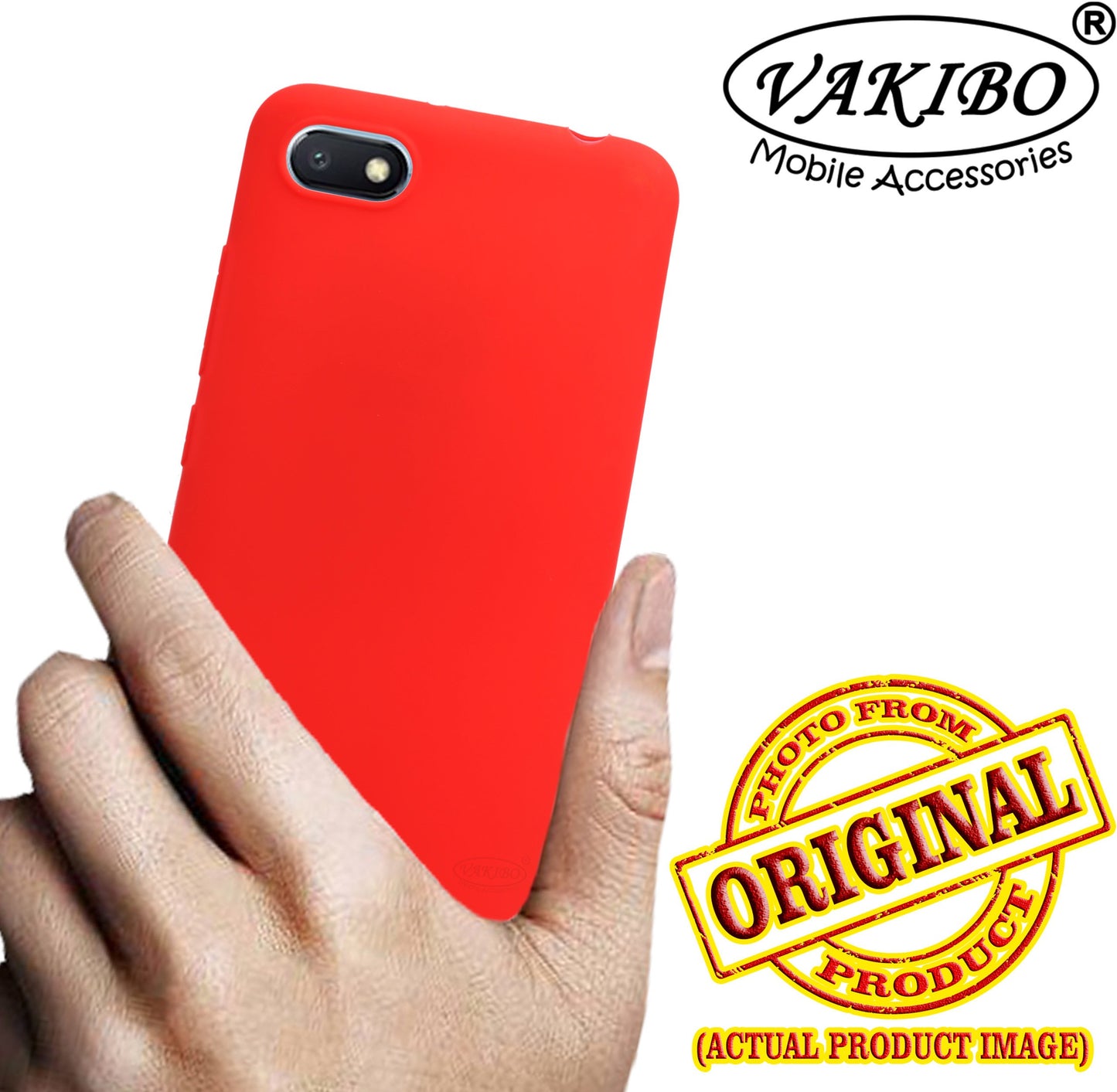 VAKIBO 1.2 MM Thick Red Coloured Soft TPU Rubber Back Cover Case With Camera Protection Ring Suitable for Mi Redmi 6A