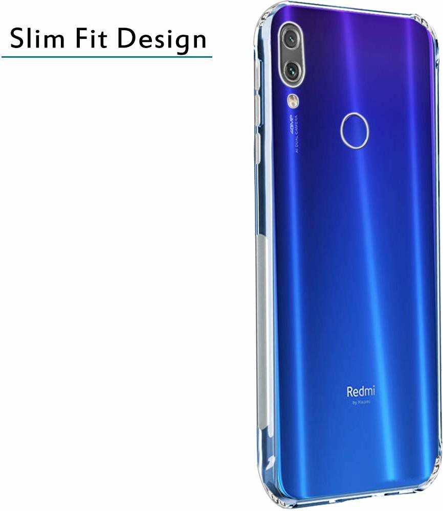 VAKIBO Super Premium Soft TPU Transparent Case With Dustplug,Side Grip,Corner Protection,lanyard Cuts,Camera Protection Suitable for Mi Redmi Note 7 Pro