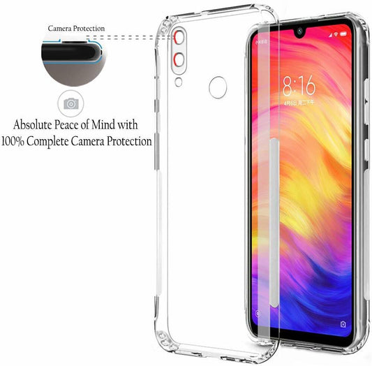 VAKIBO Super Premium Soft TPU Transparent Case With Dustplug,Side Grip,Corner Protection,lanyard Cuts,Camera Protection Suitable for Mi Redmi Note 7S