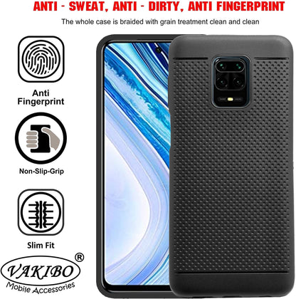 VAKIBO Dotted Design Black Coloured Soft TPU Back Cover Case Suitable for Mi Redmi Note 9 Pro